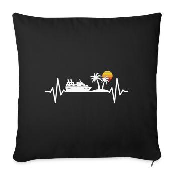 Kreuzfahrt Herzschlag Kreuzfahrtschiff Urlaub - Sofakissenbezug 45 x 45 cm - Schwarz - Vorne