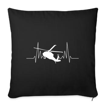 Helicopter Heartbeat Helicopter - Housse de coussin décorative 45 x 45 cm - noir - Devant