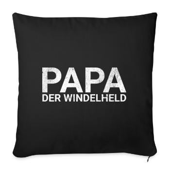 Papa der Windelheld – Lustiges Vater Baby Geschenk - Sofakissenbezug 45 x 45 cm - Schwarz - Vorne