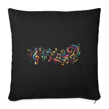 Musique Musicien Musique Musique Notes Gravures de peinture - Housse de coussin décorative 45 x 45 cm - noir - Devant