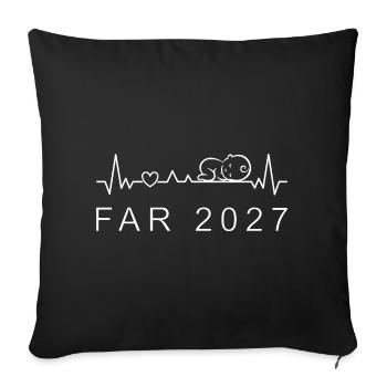 Papa 2027 Battement de cœur Grossesse Danois - Housse de coussin décorative 45 x 45 cm - noir - Devant