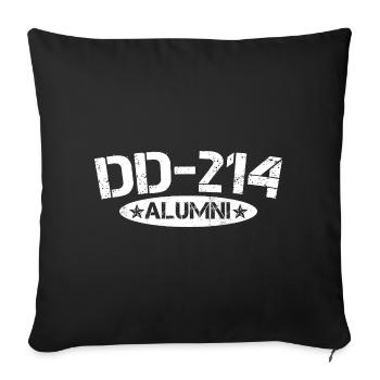 Ancien élève de DD214 Vétéran militaire à la retraite drôle - Housse de coussin décorative 45 x 45 cm - noir - Devant
