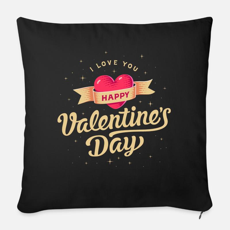 Valentinstag Geschenk - Valentine vintage ohne Ja - Sofakissenbezug 45 x 45 cm - Schwarz