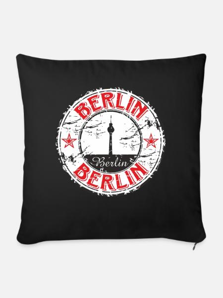 MIX - Deutschland Berlin - Motiv mit Turm in rot - Sofakissenbezug 45 x 45 cm - Schwarz