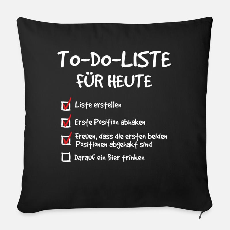 FD - To-Do-Liste für heute - Lustige Liste mit - Sofakissenbezug 45 x 45 cm - Schwarz