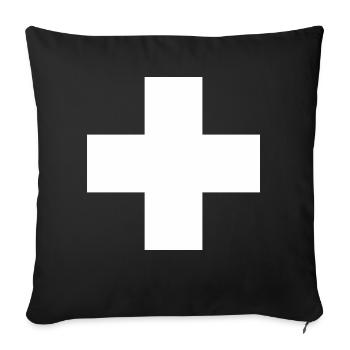 FWD - Weisses Kreuz - erste Hilfe - Feuerwehr und - Sofakissenbezug 45 x 45 cm - Schwarz - Vorne