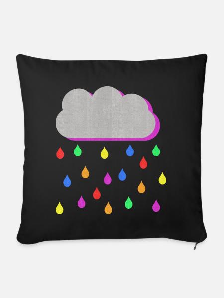 Rainbow Colorful Rain gouttes de nuage - Housse de coussin décorative 45 x 45 cm - noir