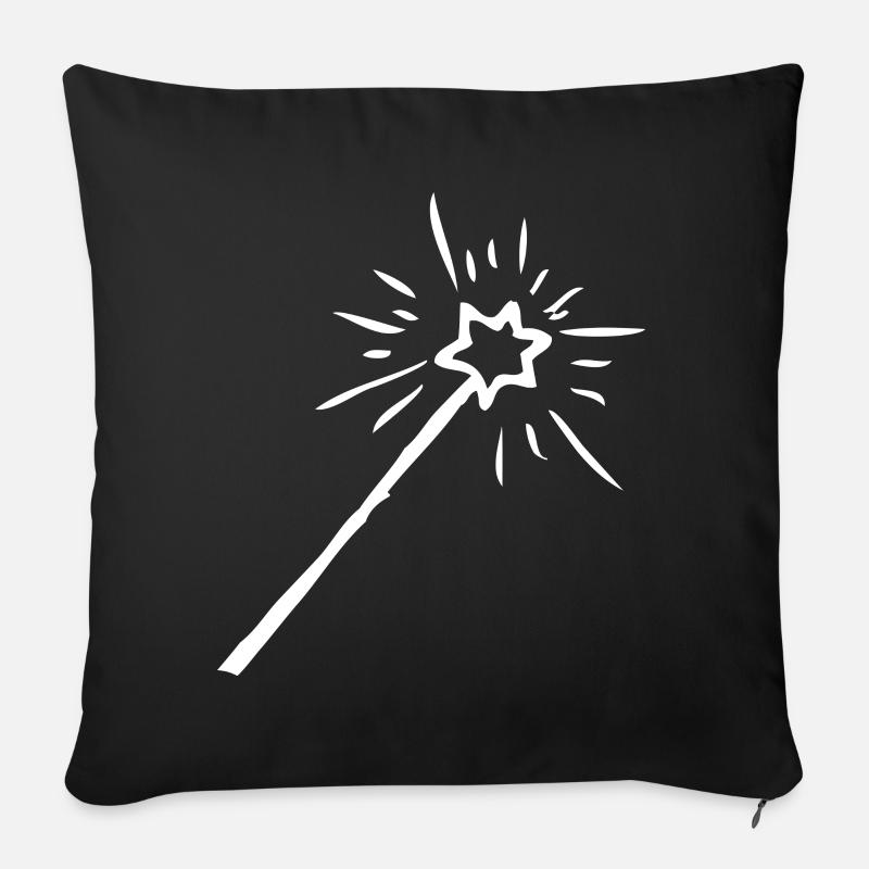 Zauberstab, Hexe, Hexer, Magie - Sofakissenbezug 45 x 45 cm - Schwarz