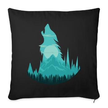 Heulender Wolf bei Vollmond | Rudel Mond Geschenk - Sofakissenbezug 45 x 45 cm - Schwarz - Vorne