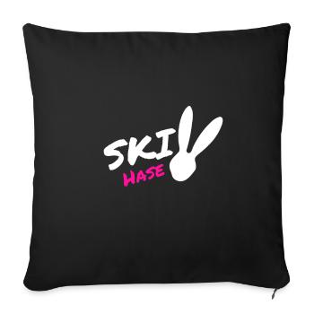 Vacances d'hiver ski cadeau montagne sport noel - Housse de coussin décorative 45 x 45 cm - noir - Devant