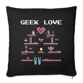Geek Love Retro Pixel - Housse de coussin décorative 45 x 45 cm - noir - Devant
