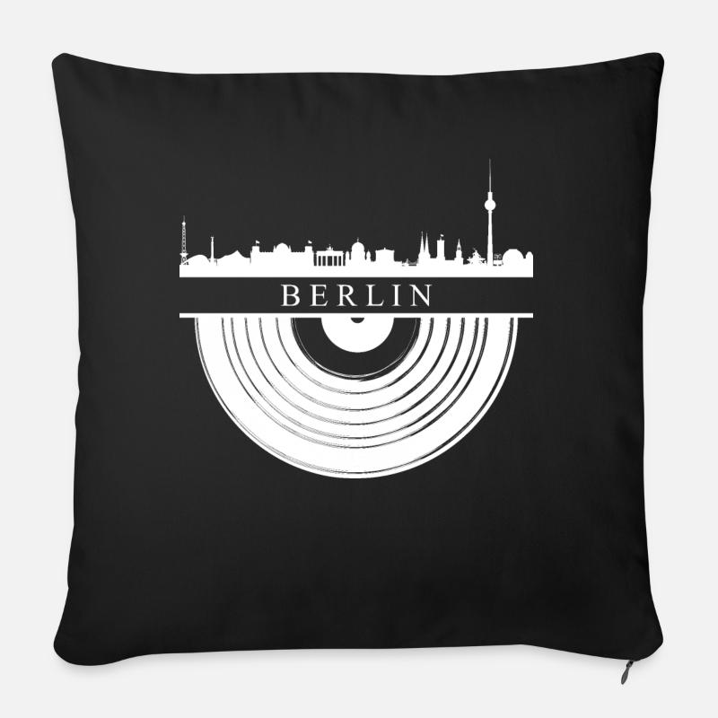 Berlin Musik Schallplatte - Sofakissenbezug 45 x 45 cm - Schwarz