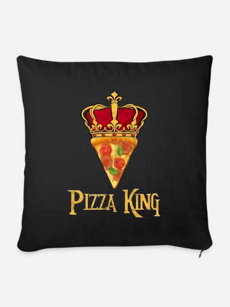 Pizza Krone König Pizzeria Italienisch essen - Sofakissenbezug 45 x 45 cm - Schwarz