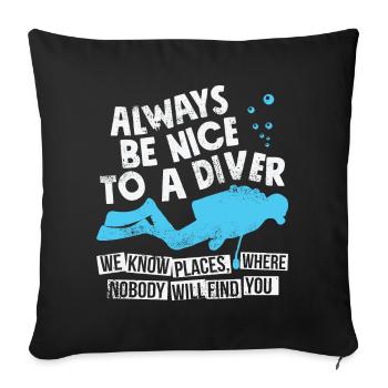 Funny Scuba Diving For Divers - Funny Diving - Sofa pillowcase 17,3'' x 17,3'' (45 x 45 cm) - black - Front