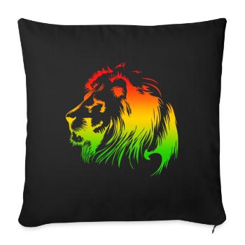 Reggae Roots Lion Jamaica Rastafari Love Riddim - Housse de coussin décorative 45 x 45 cm - noir - Devant