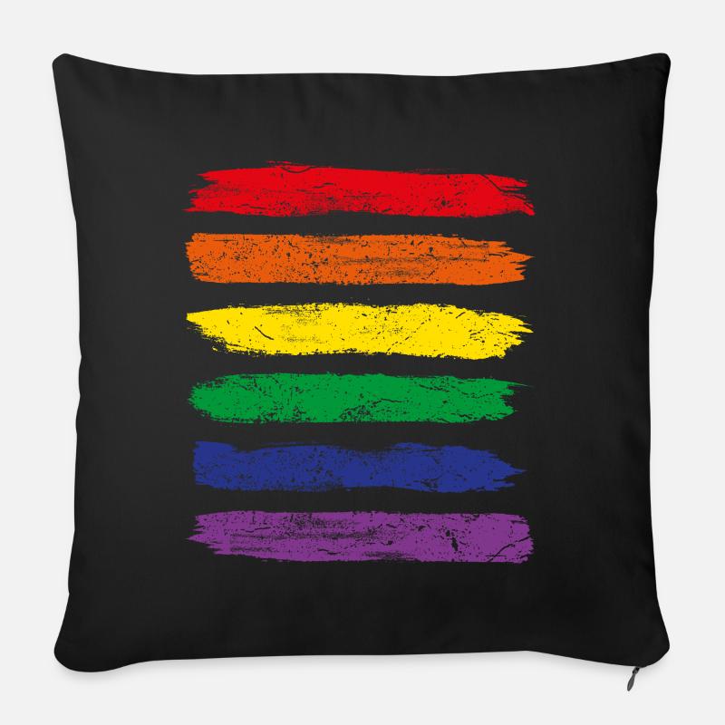 Regenbogenfahne Flagge LGBT CSD schwul lesbisch - Sofakissenbezug 45 x 45 cm - Schwarz