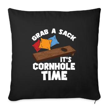 Cornhole / Blind Hole Game - It's Cornhole Time - Sofa pillowcase 17,3'' x 17,3'' (45 x 45 cm) - black - Front