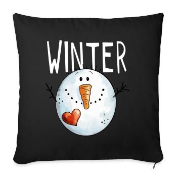 Winter Snowman -Cartoon - Christmas - Gift - Kids - Sofa pillowcase 17,3'' x 17,3'' (45 x 45 cm) - black - Front