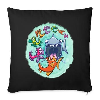 Les gros poissons mangent les petits et vice-versa - Housse de coussin décorative 45 x 45 cm - noir - Devant