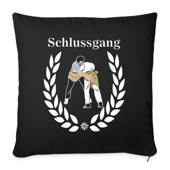 Schwingen Schwinger Schlussgang  Schwingerkönig - Sofakissenbezug 45 x 45 cm - Schwarz - Vorne