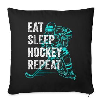 Eat Sleep Hockey Repeat hockey saying vintage - Sofa pillowcase 17,3'' x 17,3'' (45 x 45 cm) - black - Front