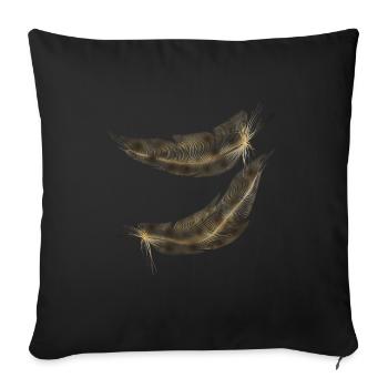 feathers brown shade - Sofa pillowcase 17,3'' x 17,3'' (45 x 45 cm) - black - Front