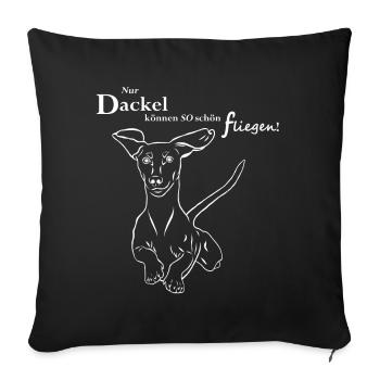 Fliegender Dackel - Sofakissenbezug 45 x 45 cm - Schwarz - Vorne
