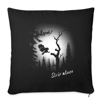 Waldkauz - Strix aluco - Sofakissenbezug 45 x 45 cm - Schwarz - Vorne