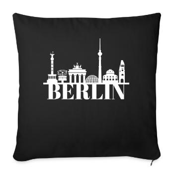 Skyline Berlin City Emblème Voyage Cadeau Ours - Housse de coussin décorative 45 x 45 cm - noir - Devant