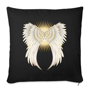 ailes d'ange en or blanc avec étoile brillante - Housse de coussin décorative 45 x 45 cm - noir - Devant