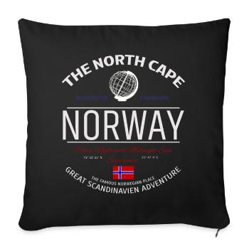 Cap Nord Norvège Scandinavie Aventure - Housse de coussin décorative 45 x 45 cm - noir - Devant