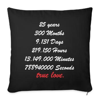 Chemise anniversaire de mariage en argent 25 ans mariés - Housse de coussin décorative 45 x 45 cm - noir - Devant