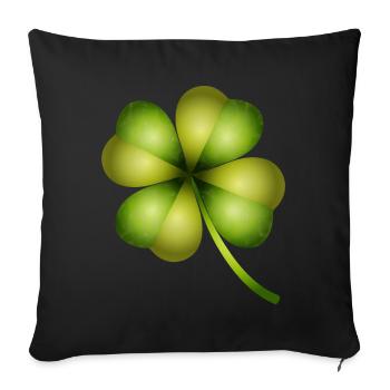 four-leaf clover in bright green tones - Sofa pillowcase 17,3'' x 17,3'' (45 x 45 cm) - black - Front