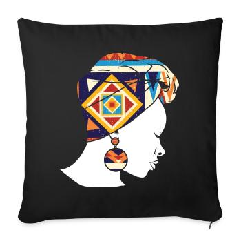 African Woman Kente Art - Sofa pillowcase 17,3'' x 17,3'' (45 x 45 cm) - black - Front