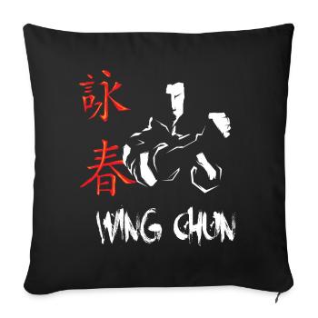 Wing chun Wingtsun Icônes chinois Police - Housse de coussin décorative 45 x 45 cm - noir - Devant