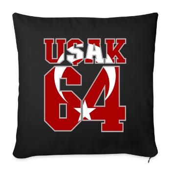 Usak 64 Drapeau de la Turquie - Housse de coussin décorative 45 x 45 cm - noir - Devant