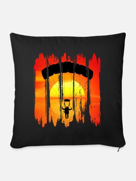 Parapente Parachutisme Parapente Parapente - Housse de coussin décorative 45 x 45 cm - noir