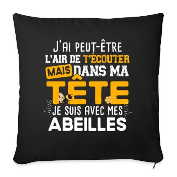 Abeilles Apiculture Apiculteur Abeille Miel Humour - Housse de coussin décorative 45 x 45 cm - noir - Devant