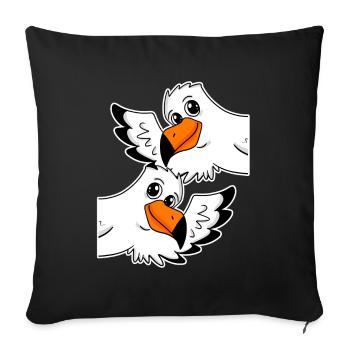 Möwe Möwen - Sofakissenbezug 45 x 45 cm - Schwarz - Vorne