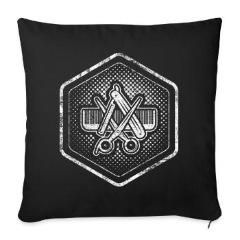 Symbol with scissors, razor and comb - hairdresser - Sofa pillowcase 17,3'' x 17,3'' (45 x 45 cm) - black - Front