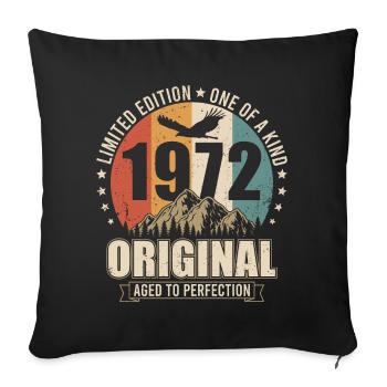 Cadeau d’anniversaire vintage original de 1972 - Housse de coussin décorative 45 x 45 cm - noir - Devant