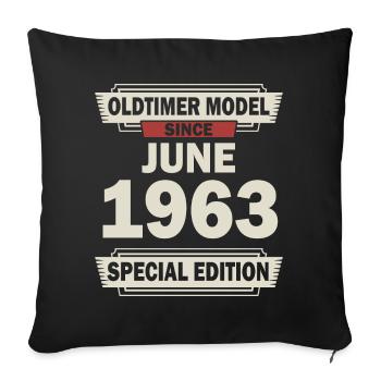 59. Geburtstag Juni Jahrgang 1963 Geschenkidee - Sofakissenbezug 45 x 45 cm - Schwarz - Vorne