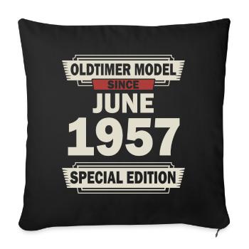 65e anniversaire Juin né 1957 Idée cadeau - Housse de coussin décorative 45 x 45 cm - noir - Devant