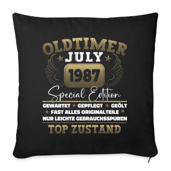 Oldtimer Juli 1987 35. Geburtstag Geschenk Herren - Sofakissenbezug 45 x 45 cm - Schwarz - Vorne