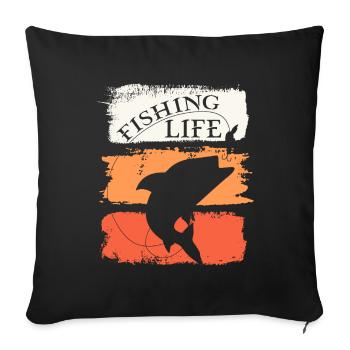 Fishing Angler Fish Fishing Life Hobby - Sofa pillowcase 17,3'' x 17,3'' (45 x 45 cm) - black - Front