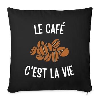 Le café c'est la vie - Housse de coussin décorative 45 x 45 cm - noir - Devant