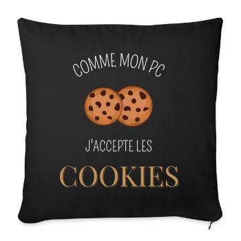 Comme mon pc j'accepte les cookies - Housse de coussin décorative 45 x 45 cm - noir - Devant