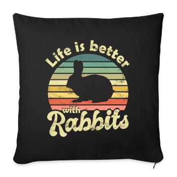 Rabbit Rabbit - Sofa pillowcase 17,3'' x 17,3'' (45 x 45 cm) - black - Front