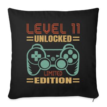 Birthday Level 11 Unlocked - Sofa pillowcase 17,3'' x 17,3'' (45 x 45 cm) - black - Front