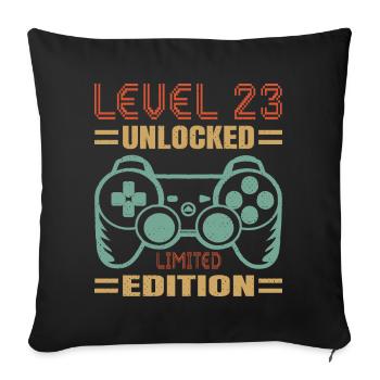 Geburtstag Level 23 freigeschaltet - Sofakissenbezug 45 x 45 cm - Schwarz - Vorne